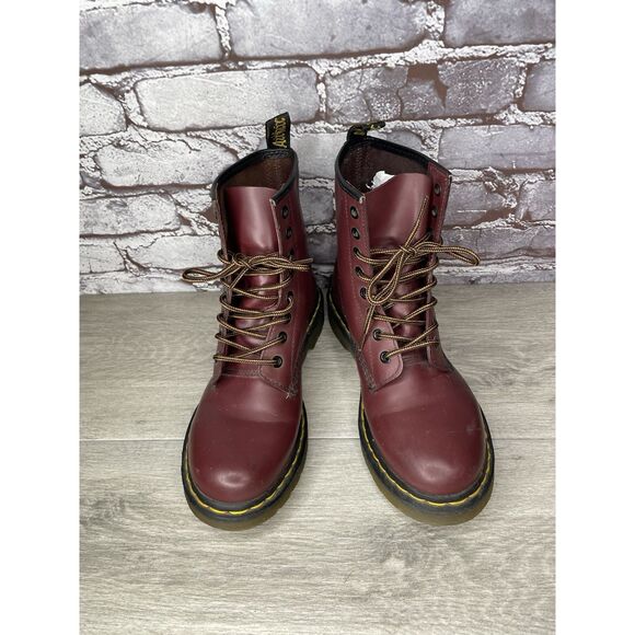 Dr. Martens Cherry Red Leather Combat Lace Up Boots Women’s Sz 38EU/7-7.5M US - Picture 13 of 16